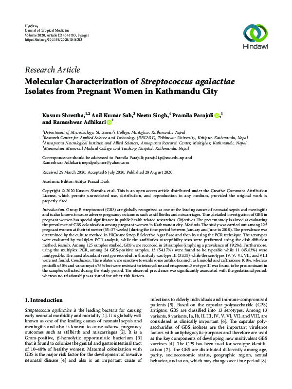 (PDF) Molecular Characterization of Streptococcus agalactiae Isolates ...