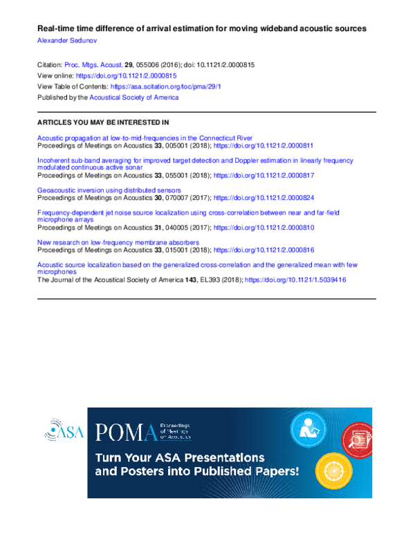 (PDF) Real-time time difference of arrival estimation for moving ...