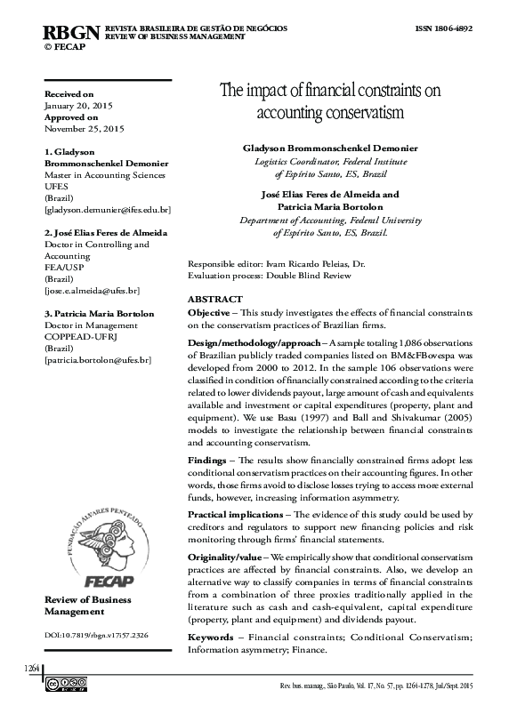 (PDF) The impact of financial constraints on accounting conservatism