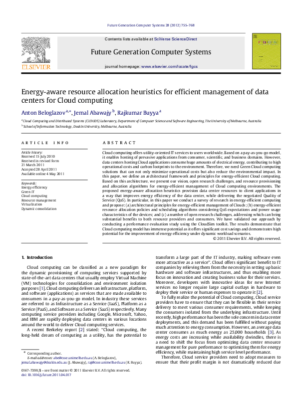 (PDF) Energy-aware resource allocation heuristics for efficient ...