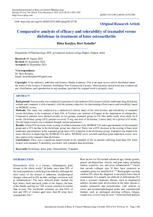 (PDF) Comparative analysis of efficacy and tolerability of tramadol ...