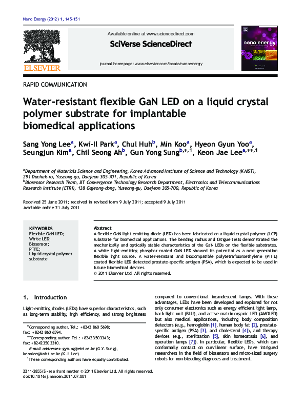 (PDF) Waterresistant flexible GaN LED on a liquid crystal polymer