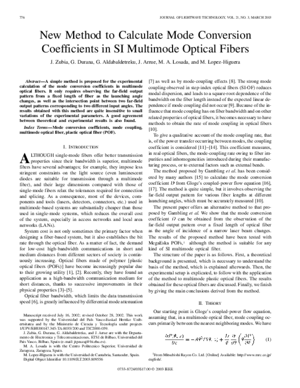 (PDF) New method to calculate mode conversion coefficients in si ...