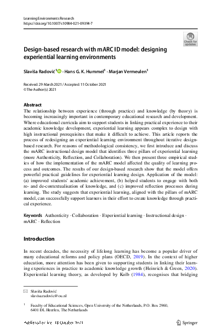 (PDF) Design-based research with mARC ID model: designing experiential ...