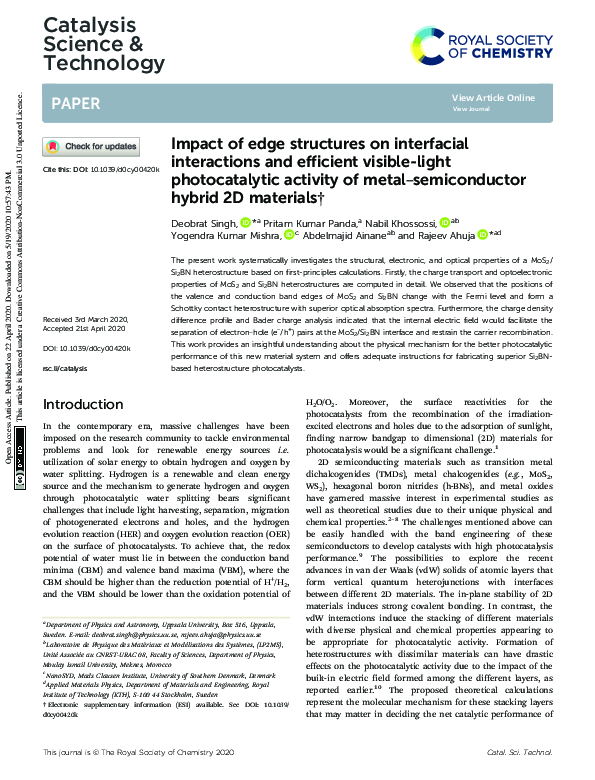(PDF) Impact of edge on interfacial interactions and efficient visible ...