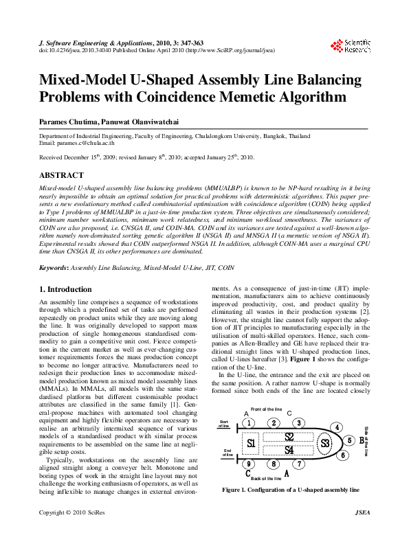 (PDF) Mixed-Model U-Shaped Assembly Line Balancing Problems with ...