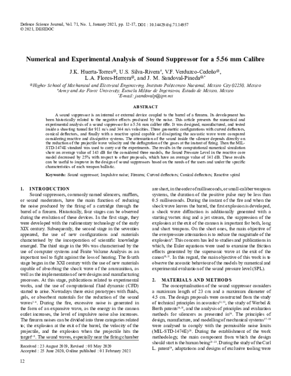 (PDF) Numerical and Experimental Analysis of Sound Suppressor for a 5. ...