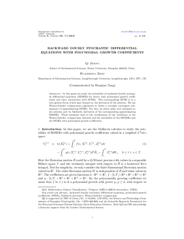 (PDF) Backward doubly stochastic differential equations with weak ...
