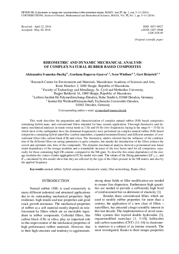 (PDF) Rheometric and Dynamic Mechanical Analysis of Complex Natural ...