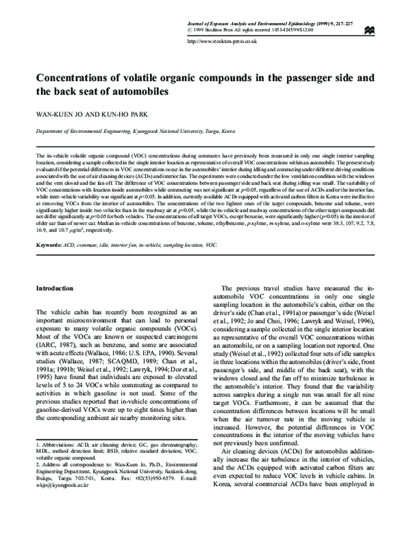 (PDF) Concentrations of volatile organic compounds at a building with ...