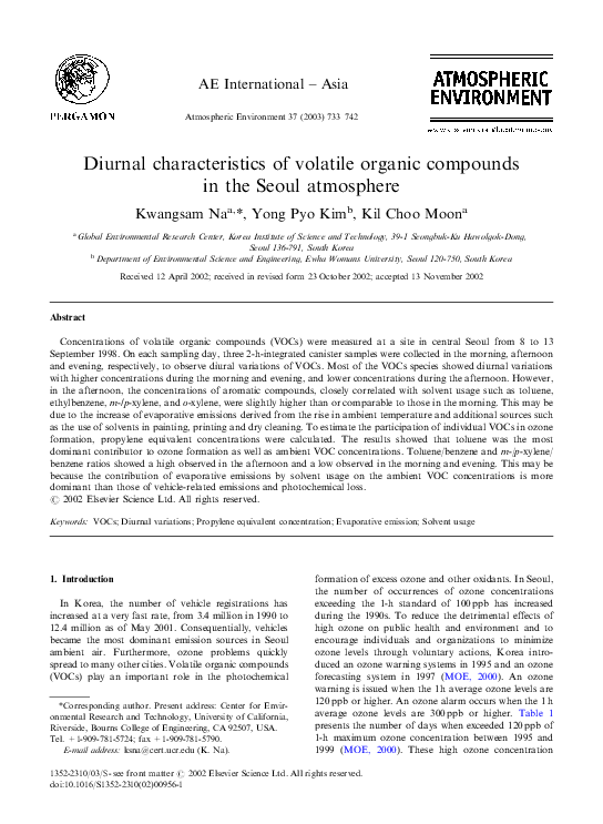 (PDF) Diurnal characteristics of volatile organic compounds in the ...