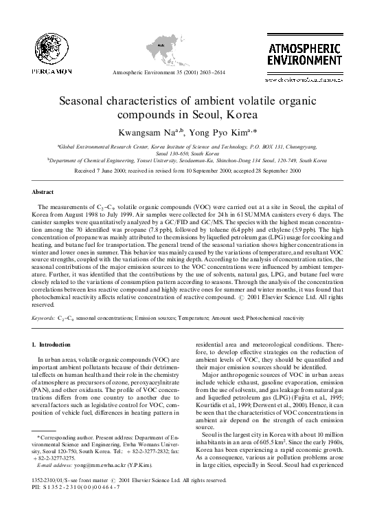 (PDF) Seasonal characteristics of ambient volatile organic compounds in ...