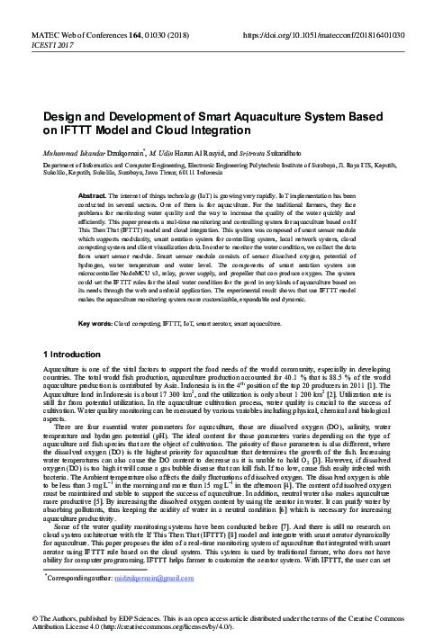(PDF) Design and Development of Smart Aquaculture System Based on IFTTT ...
