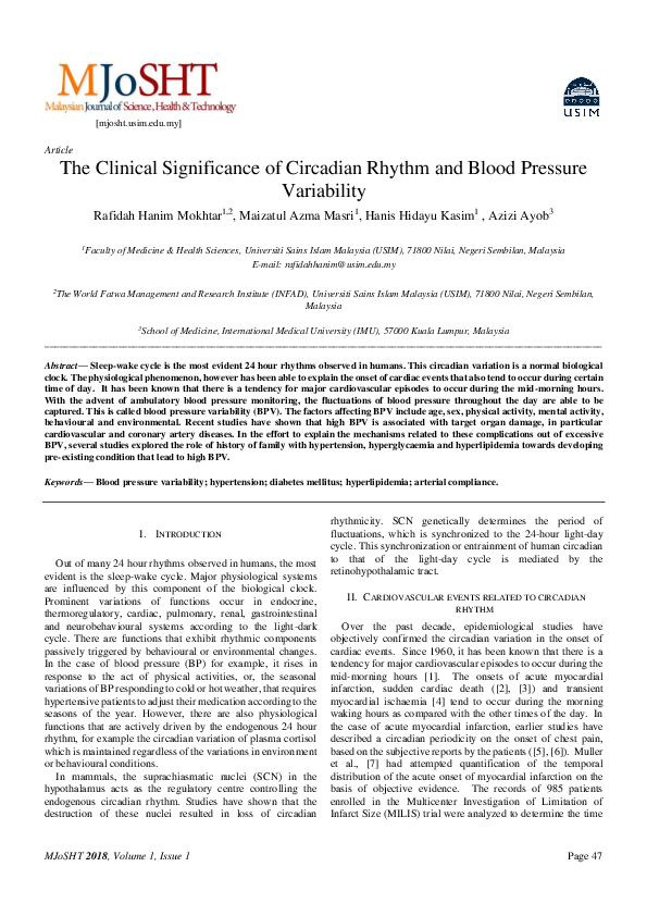 (PDF) The Clinical Significance of Circadian Rhythm and Blood Pressure ...