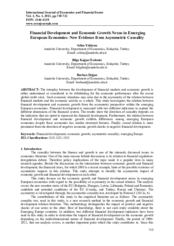 (PDF) Financial Development and Economic Growth Nexus in