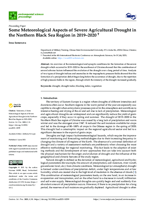 (PDF) Some Meteorological Aspects of Severe Agricultural Drought in the ...