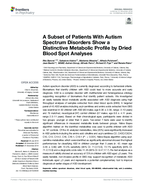 (PDF) A Subset of Patients With Autism Spectrum Disorders Show a ...
