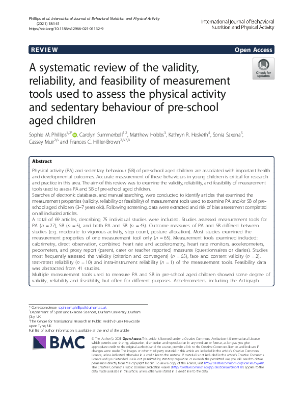 (PDF) A systematic review of the validity, reliability, and feasibility ...