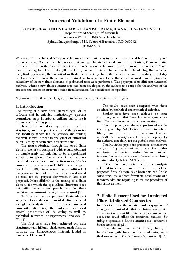 (PDF) Numerical validation of a finite element