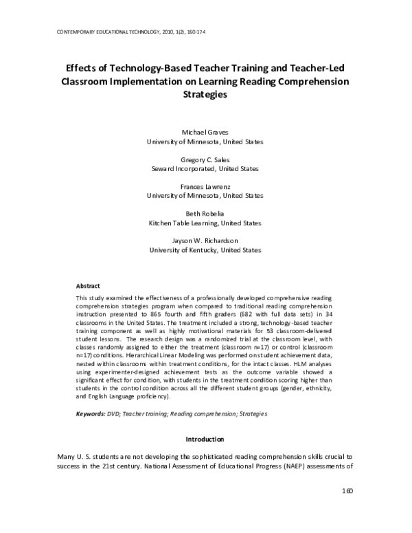 (PDF) Effects of Technology-Based Teacher Training and Teacher-Led ...