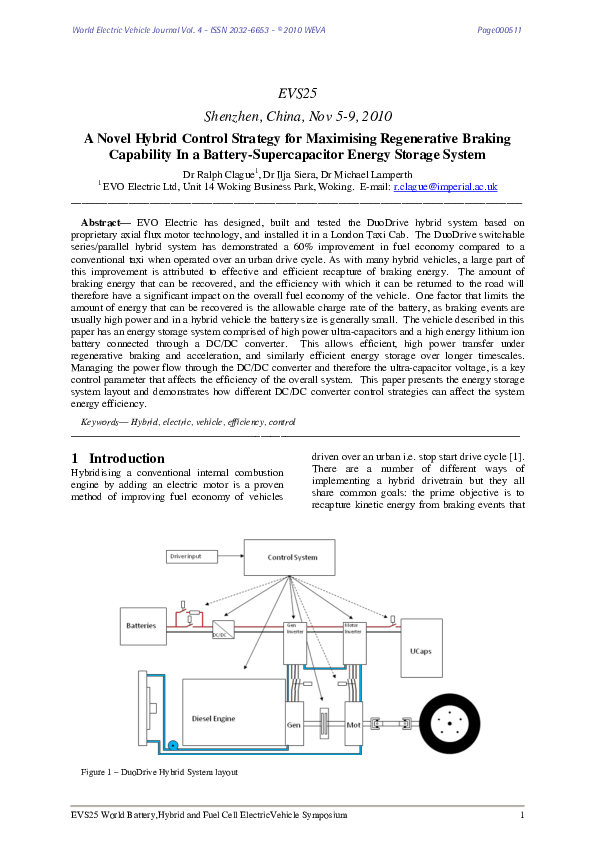 (PDF) A Novel Hybrid Control Strategy for Maximising Regenerative ...