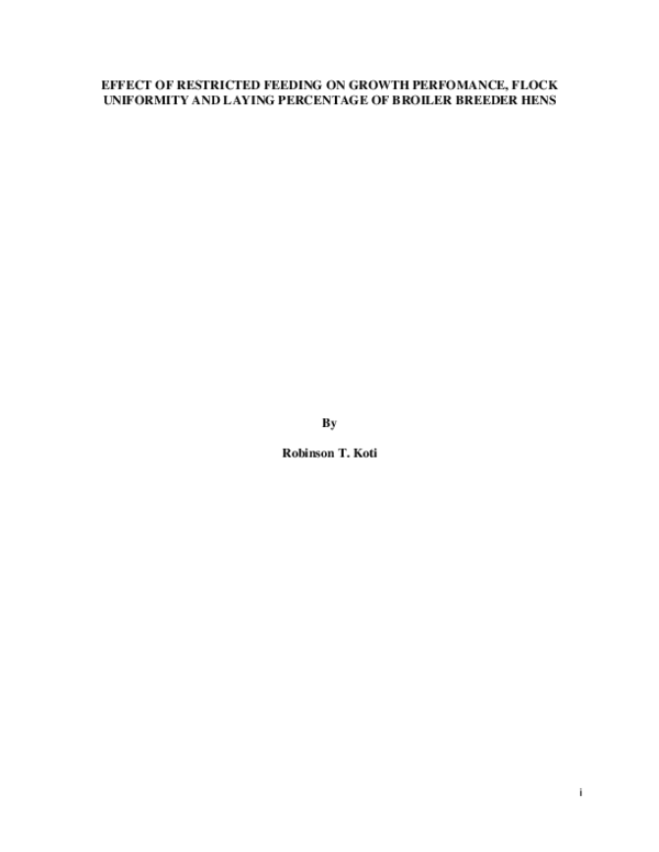 (PDF) EFFECT OF RESTRICTED FEEDING ON GROWTH PERFORMANCE, FLOCK ...