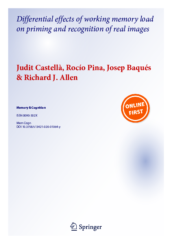 (PDF) Differential effects of working memory load on priming and ...