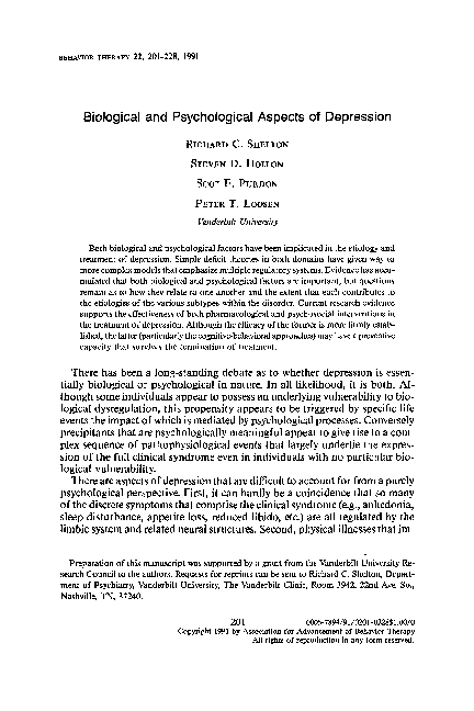 (PDF) Biological and psychological aspects of depression