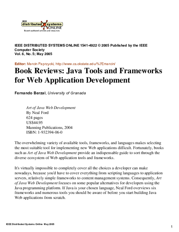 (PDF) Java Tools and Frameworks for Web Application Development