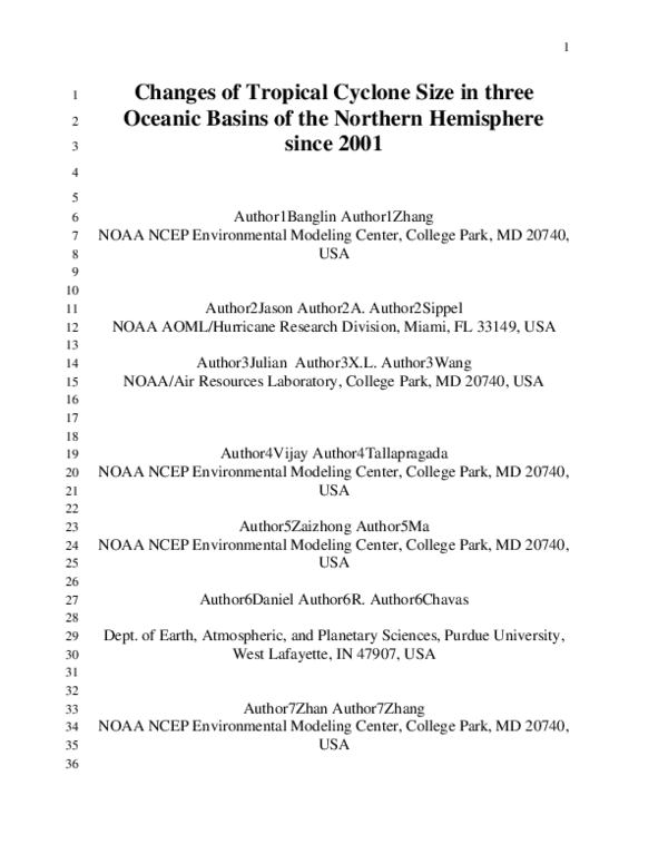 (PDF) Changes of Tropical Cyclone Size in three Oceanic Basins of the ...
