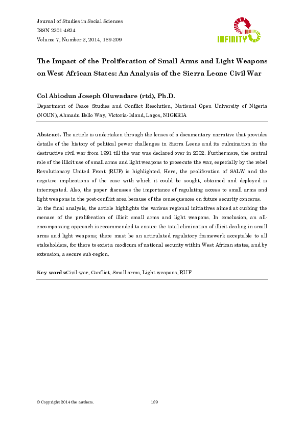 (PDF) The Impact of the Proliferation of Small Arms and Light Weapons ...
