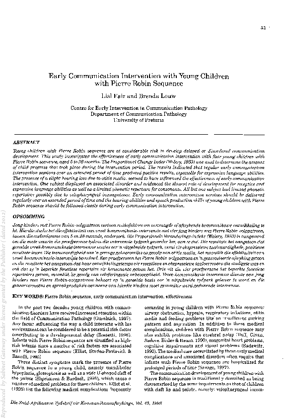 (PDF) Early Communication Intervention with Young Children with Pierre ...