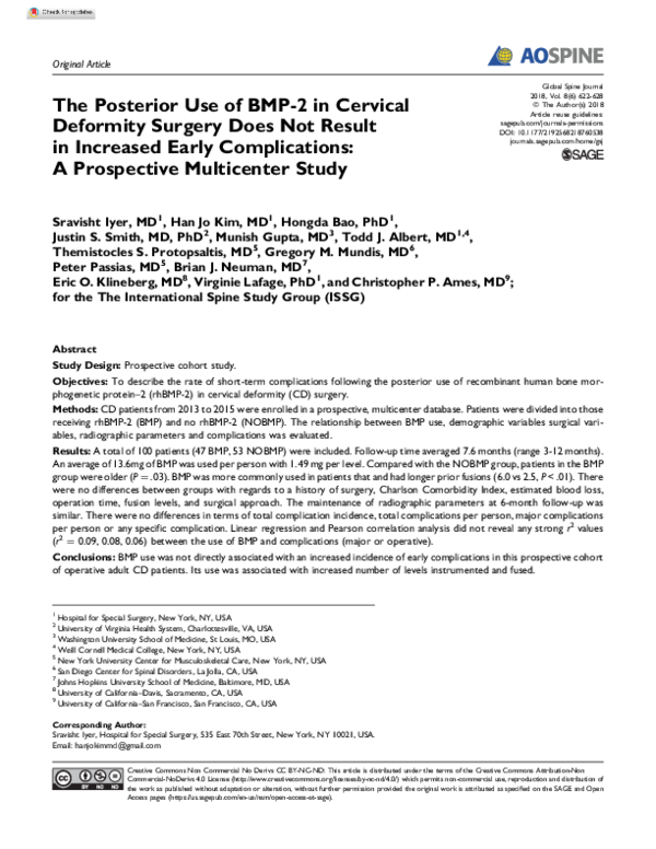 (PDF) The Posterior Use of BMP-2 in Cervical Deformity Surgery Does Not ...