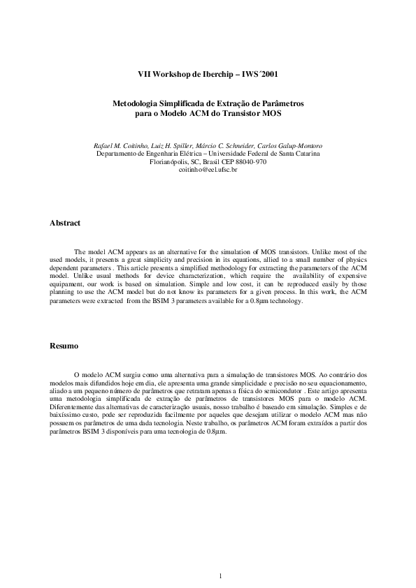 (PDF) Metodologia Simplificada de Extração de Parâmetros para o Modelo ...