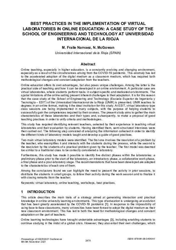 (PDF) Best practices in the implementation of virtual laboratories in ...
