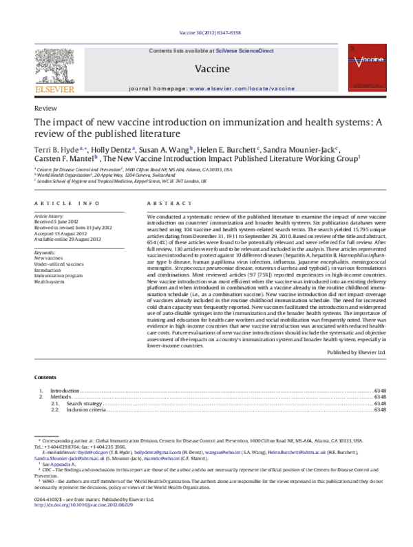 (PDF) The impact of new vaccine introduction on immunization and health ...