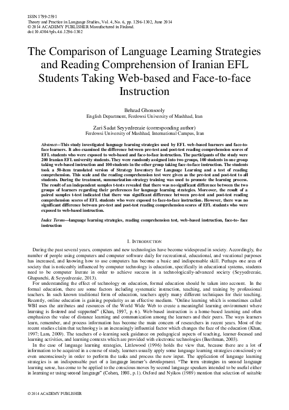 (PDF) The Comparison of Language Learning Strategies and Reading ...