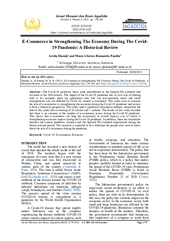 (PDF) E-Commerce in Strengthening The Economy During The Covid-19 ...