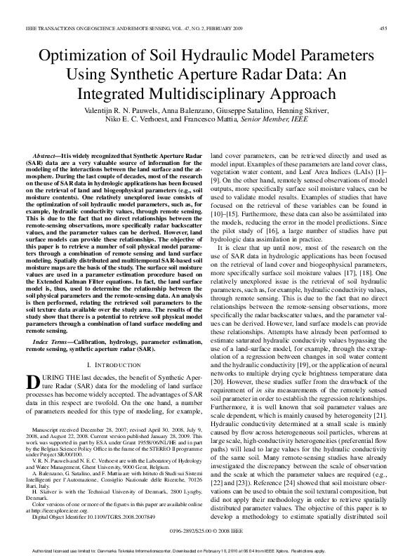 (PDF) Optimization of Soil Hydraulic Model Parameters Using Synthetic ...