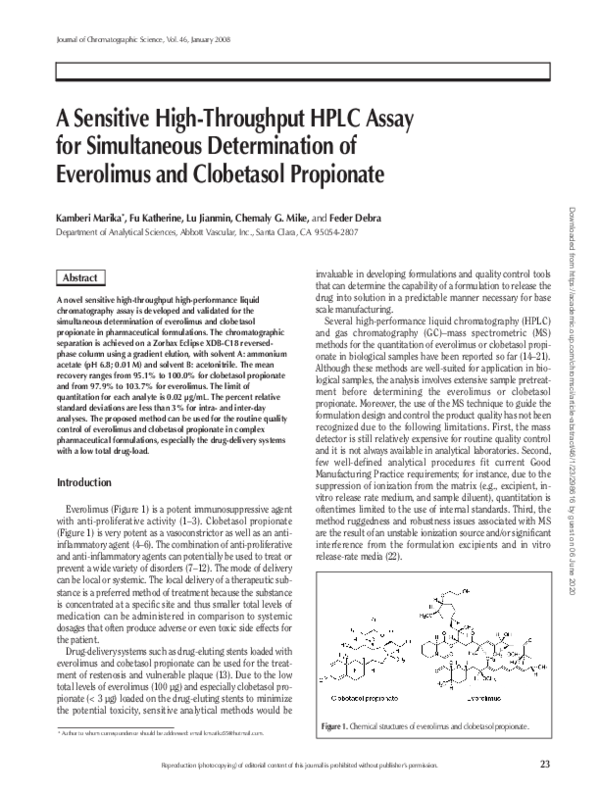 (PDF) A sensitive high-throughput HPLC assay for simultaneous ...