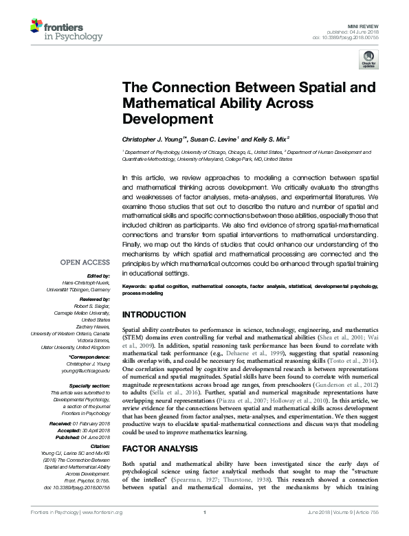 (PDF) The Connection Between Spatial and Mathematical Ability Across ...