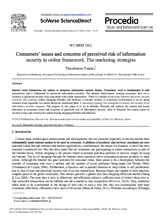 (PDF) Consumers’ Issues and Concerns of Perceived Risk of Information ...