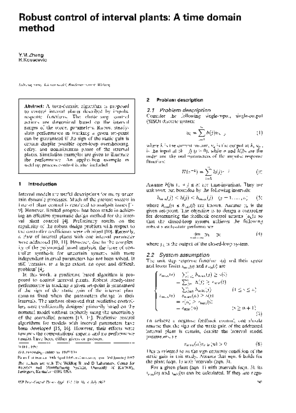 (PDF) Robust control of interval plants: A time domain method