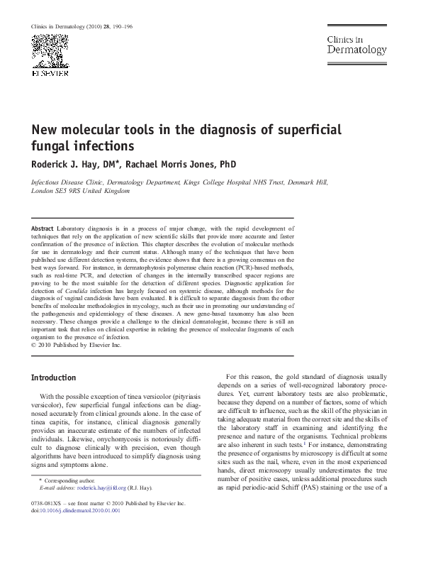 (PDF) New molecular tools in the diagnosis of superficial fungal infections