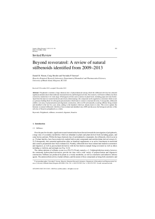 (PDF) Beyond resveratrol: A review of natural stilbenoids identified ...