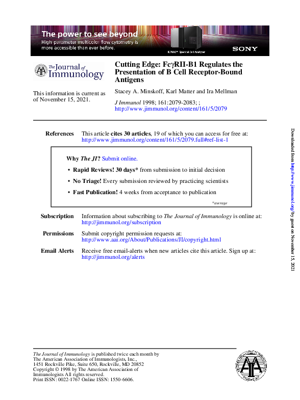(PDF) Cutting Edge: FcγRII-B1 Regulates the Presentation of B Cell ...