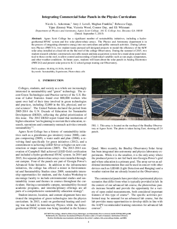 (PDF) Integrating Commercial Solar Panels in the Physics Curriculum