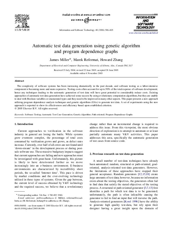 (PDF) Automatic test data generation using genetic algorithm and ...
