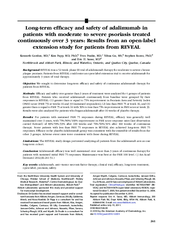 (PDF) Long-term efficacy and safety of adalimumab in patients with ...