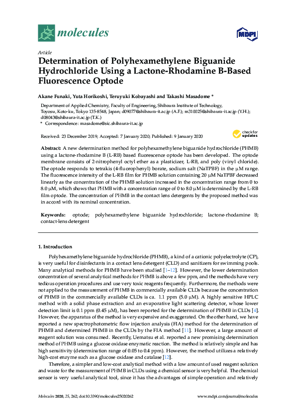(PDF) Determination of Polyhexamethylene Biguanide Hydrochloride Using ...